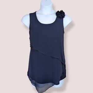 Nina Leonard Scoop Neck Chiffon Top